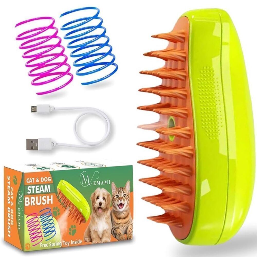 Emami NIB 3-in-1 Electric Spray Massage Grooming Hair Comb Steamy Cat Dog Brush